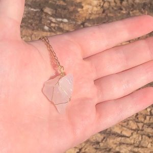 Handmade charged rose quartz necklace